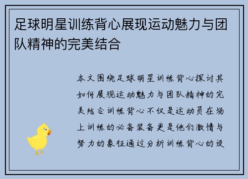 足球明星训练背心展现运动魅力与团队精神的完美结合